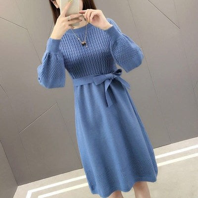 Knitted loose mid-length new bottoming very skirt knitted sweater over the knee fairy autumn and winter 2021 female dress shirt