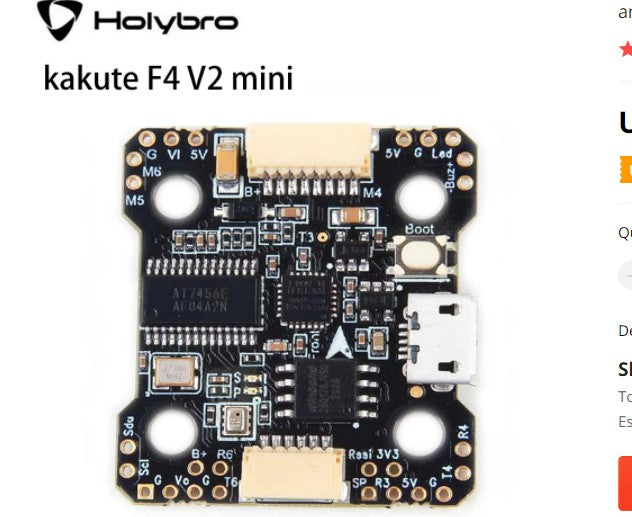 HOLYBRO Kakute F4 V2 Mini Flight Controller Dshot W/OSD Supports Betaflight / Cleanflight 3-6S for RC FPV Racing Freestyle Drone