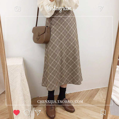 2021 autumn and winter small fragrance three-piece all-match shirt plaid skirt woolen waistcoat temperament fashion suit women