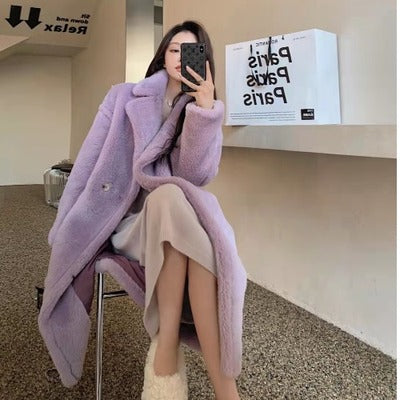 South Korea Dongdaemun coat sheep shearing thick lamb hair particle fur coat mid-length female young new winter