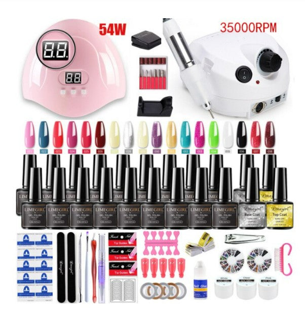 Nail Set 120/54W nail Lamp Nail Dryer 35000RPM Nail drill Machine Nail Extensions Quick Building Gel Nail Polish Manicure set