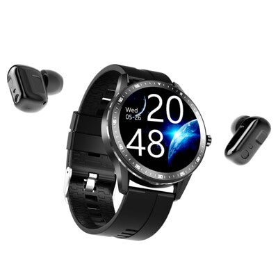 TWS Waterproof Smart Call Watch Wireless Bluetooth Headset Combo Heart Rate Pedometer Sports Bracelet for Men and Women