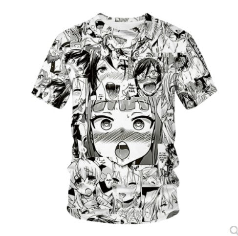 Ahegao T-shirt Anime 3D Print Men Women Streetwear Hentai Pa