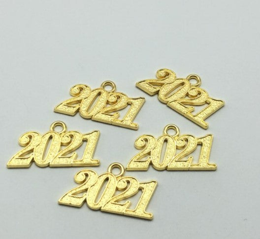 10pcs Charm Gold 2020, 2021 Digital Year Metal Pendant for Jewelry Making DIY Handmade Bracelet Necklace Accessories Material