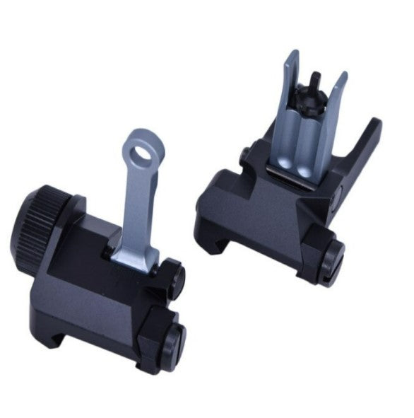 Tactical Aluminum Alloy 300M Flip Up Folding Iron Sight Front Rear Sight for Airsoft Hunting