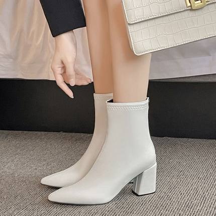 2021 new autumn and winter socks ankle boots small high-heeled women's shoes Martin boots thin and thick with all-match spring and autumn single boots