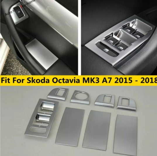 Door Armrest Window Glass Lift Button Panel Frame Cover Trim ABS Accessories For Skoda Octavia MK3 A7 2015 - 2019 Interior Kit