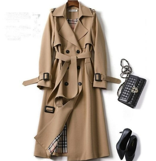 Trench Coat Women's Mid-Length 2022 Autumn and Winter New Korean Style Suit Collar Women's Clothing Small Popular over-the-Knee