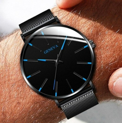 Fashion Mens Watches Stainless Steel Ultra Thin Simple Quartz WristWatch Luxury Business Sports Men Clocks Black Watches For Men