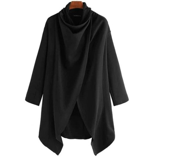 Stylish Men Cloak Solid Color Windproof Male Relaxed Fit High Collar Cloak Coat