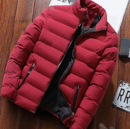 Cozy Trendy Zipper Pockets Jacket Autumn Winter Men Parkas Stand Collar for Daily Wear