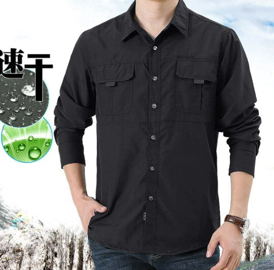 Hiking Fishing Military Tactical Shirt Men Breathable Quick-drying Blouse Long Sleeve Cargo Working Camisa Man Outdoor UV Shirts