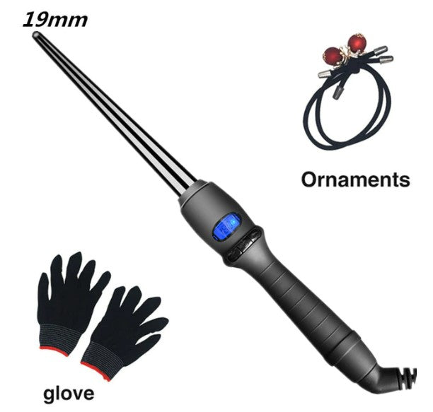 LCD curlers conical curling iron single tube ceramic glaze pear flower cone electric hair curly hair