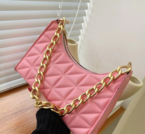 Fashion Simple Underarm Shoulder Bags for Women Plaid PU Leather Armpit Handbags Purse Female New Design Pouch Hobo Bag