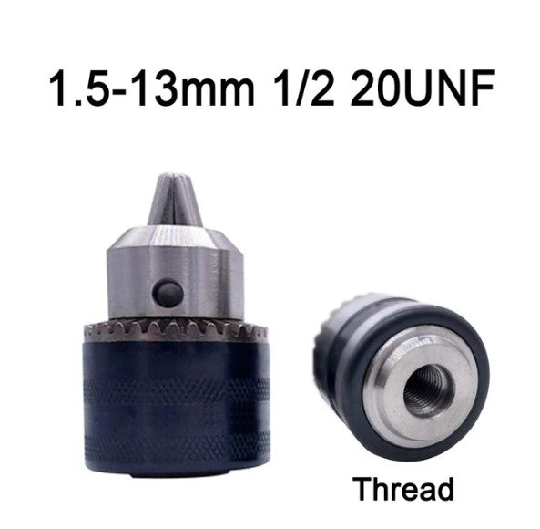 1pcs 1.5-13mm B16 3/8 Thread Drill Chuck Conversion Drill Chuck 1/2 M12x1.25 Wrench Into Electric Drill Keyless 3 Jaw Chuck