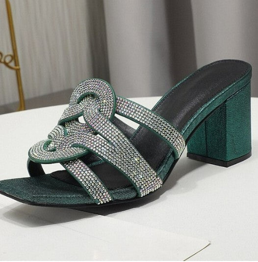 Luxury Rhinestone Sandals Woman Open Toe Gold Silver Weave High Heels Pumps Lady Sexy Party Shoes