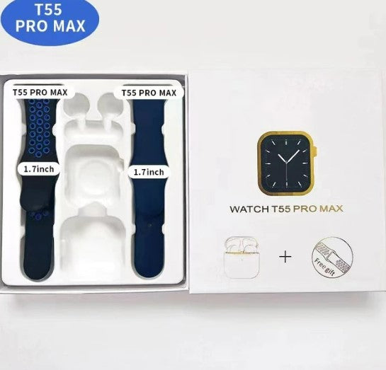 HUAWEI 2022 T55 Pro Max Smartwatch TWS Earphone 2 In1 Heart Rate Monitor Multi-sport Mode 1.71 Inch Screen Smart Watch for Men