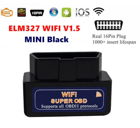Latest Version of Mini ELM327 V1.5 WIFI Bluetooth 4.0 Auto Scanner OBD2 Car ELM 327 Tester Diagnostic Tool for Android for Apple