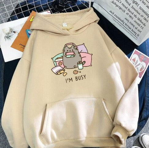 Autumn Funny The Cat Hoodie Female 90s Girls Cartoon Y2k Clothes Unisex Oversized Hoody Women Fashion Kawaii Harajuku Sweatshirt