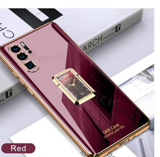 GKK Luxury Plating Soft Case For Huawei P30 Pro Case With Ring Stand Shockproof Camera Protection Cover For Huawei P30 Pro Coque