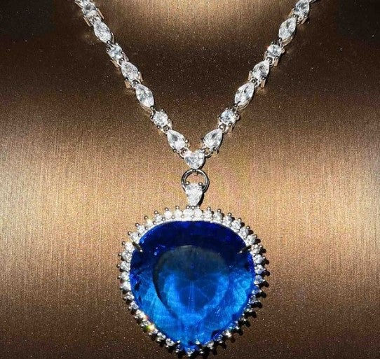 Blue Red TITANIC Heart of the Ocean Necklaces for Women Romantic Crystal Chain Pendant Necklaces Valentine's Day Jewelry Gift