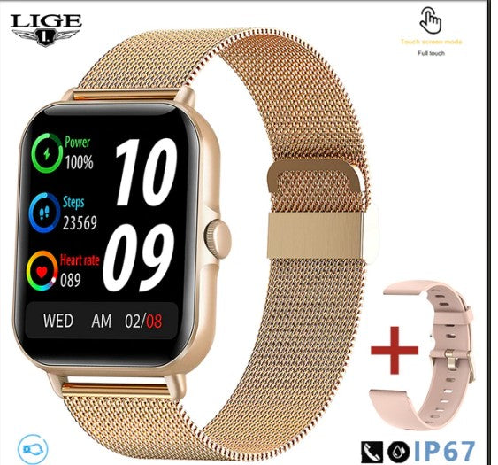 LIGE Full Touch Sport Smart Watch Women Heart Rate Fitness Tracker Bluetooth call Smartwatch wristwatch For Android Smartwatch