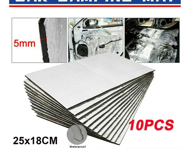 10 Sheets Sound Deadener Heat Insulation Mat Car Van Sound Proofing Deadening Insulation Car Hood Insulation Silent 5mm