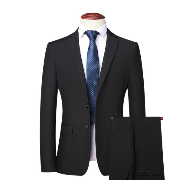 Boutique (Blazer + Trousers) Men Korean Version of The Youth Elegant Fashion Simple Casual Gentleman Best Man Suit 2 Piece Suit