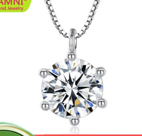 With Credentials Tibetan Silver Necklace With Solitaire 1.5ct Cubic Zirconia Pendant Necklace Women Wedding Jewelry Accessories