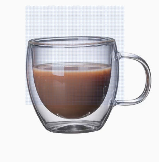 Double-layer glass heat-resistant transparent mug with handle home creative coffee cup simple juice milk tea cup
