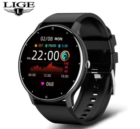 LIGE 2022 New Men Smart Watch Real-time Activity Tracker Heart Rate Monitor Sports Women Smart Watch Men Clock For Android IOS