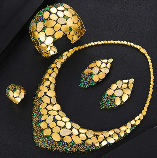 Kellybola High Quality Fashion Cubic Zirconia Earrings Necklaces Bangle Rings 4PCS Women's Wedding Banquet Celebration Jewelry