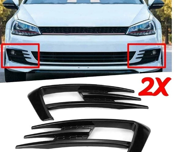 For Golf 7 MK7 2013-2017 Gloss Black Car Bumper Fog Light Grille Cover Trim