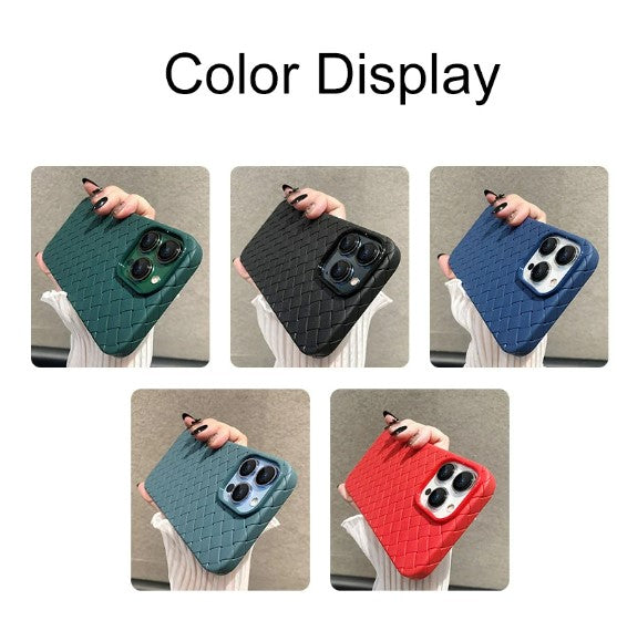 Breathable Weave Pattern Soft Thin Case For iPhone 14 13 12 mini 11 Pro Max X XR XS Max 7 8 Plus SE 2 3 BV Grid Solid Back Cover