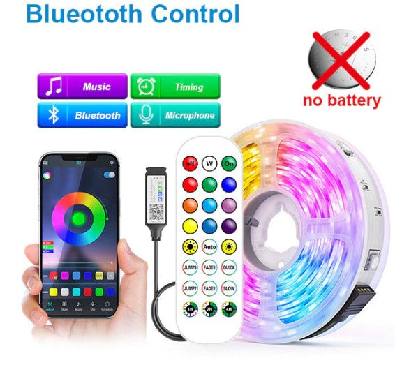 USB Led Strip Light 5050 RGB LED Lights 5V Bluetooth Flexible Ribbon Diode Tape Phone APP Control TV Backlights Room Decoration