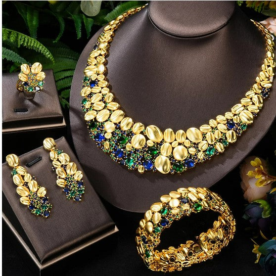 GODKI Famous Brand 4PCS Luxury African Jewelry Set For Women Wedding Party Zircon Crystal Indian Dubai Bridal Jewelry Set Gift