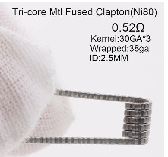 50/100pcs XFKM Superfine MTL Fused Clapton Prebuilt Coil A1 SS316 Ni80 For MTL Vaper RDA RTA Tank atomizers High resistance