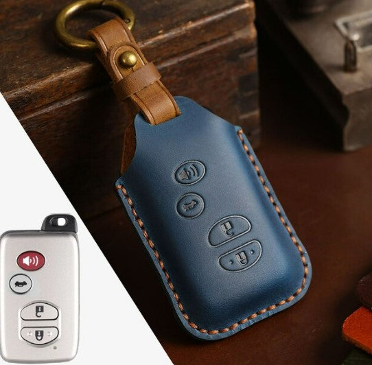 Genuine Leather Remote Key Case Cover Keychain for Toyota Land Cruiser Prado 150 GT86 86 Prius Camry Crown Alpha Auris Keyring