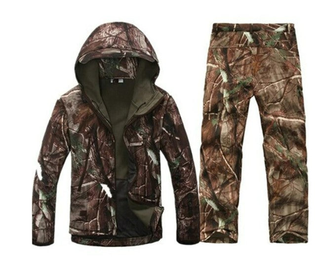 TAD Tactical Camouflage Jacket Sets Softshell Waterproof Army Windbreaker Men Hunting Clothes Suit Fleece Warm Military Jackets