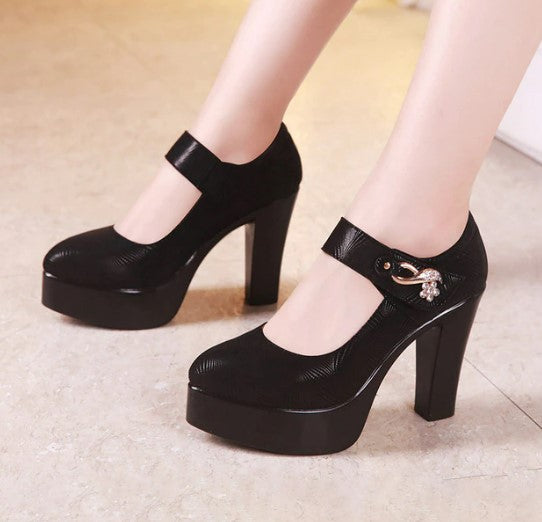 6cm 8cm 10cm Block Heel Platform Pumps Women Shoes 2022 Spring Floral Black High Heels Shoes Ladies Elegant Office Shoe 41 42 43