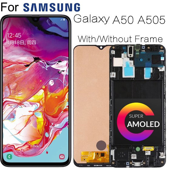 Super AMOLED For Samsung Galaxy A50 SM-A505FN/DS A505F/DS A505 LCD Display Touch Screen Digitizer With Frame For Samsung A50 lcd