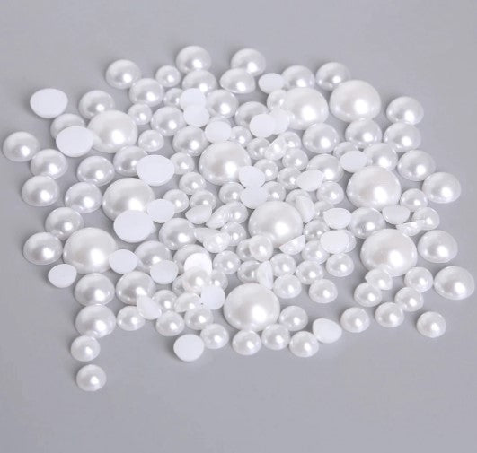 1.5/2/2.5/3/4/5/6/7/8/10/12/14mm Half Round Acrylic Imitation Flatback Pearl Beads for Jewelry Making /Nail Art /Phone Decor