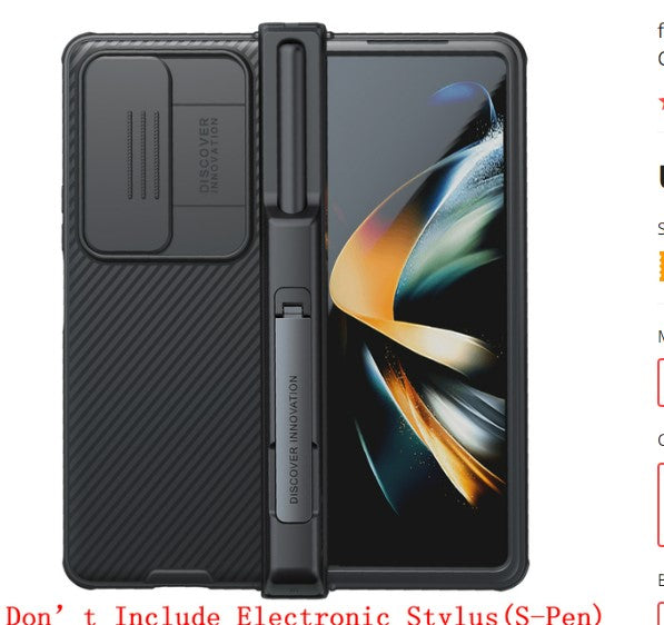 for Samsung Galaxy Z Fold 4 Case Camera Shield Pro Slide Camera Back Protector Cover Kickstand With S-Pen Pocket for Z Fold 4