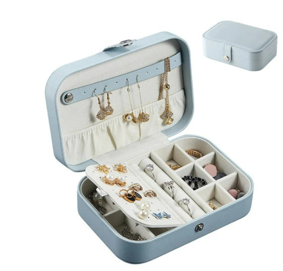 Casegrace Mini Travel Jewelry Box Storage Organizer Packaging Case Portable PU Leather Earring Ring Necklace Jewellery Organizer