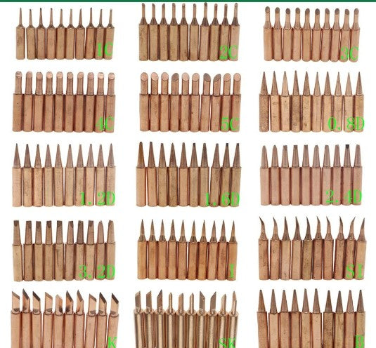 10PCS/Lot Copper Solder Iron Tip 900M-T-K/SK/I/IS/B/1C/2C/3C/4C/0.8D/1.2D/1.6D/2.4D/3.2D/ Welding Head For 936 Soldering Tool