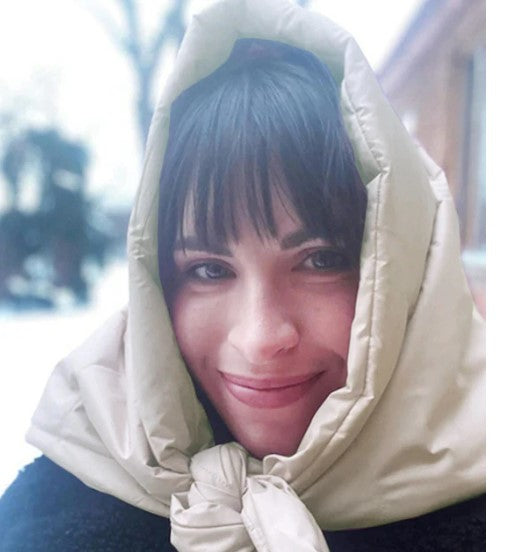 Fashion quilted headscarf puffer scarf triangle shawl Hood Scarf puffy light and warm kerchief winter Puff Neck scarf-hood