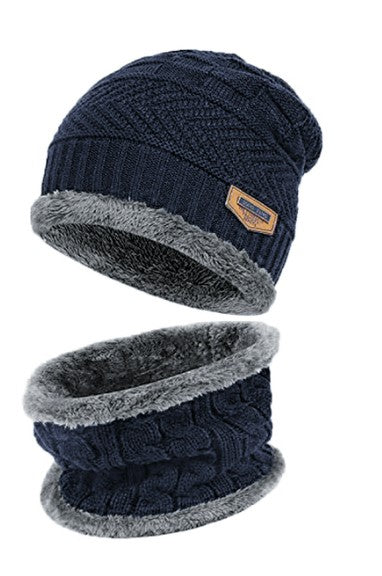 2022 Winter Men Women Thick Beanie Hat Knitted Hat Winter Cap Beanie Female Wool Neck Scarf Cap Balaclava Mask Bonnet Hats Set