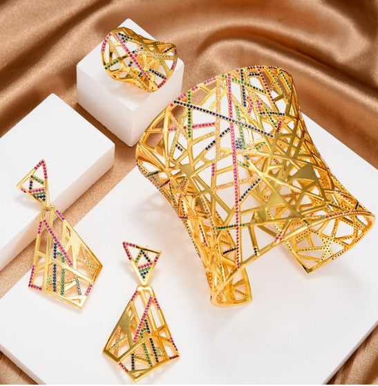 GODKI 2023 New Charms 3PC Bracelet Ring Earring Set For Women Wedding Bridal Cubic Zircon Dubai PARTY WEDDING Jewelry Bohemia