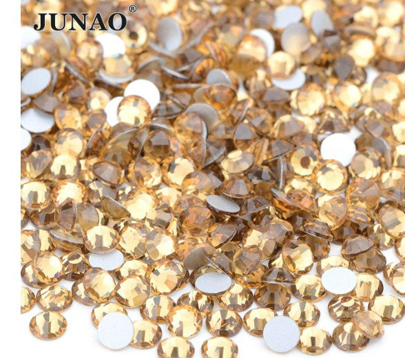 JUNAO Wholesale 100Gross SS 3 4 5 6 8 10 12 16 20 30 Top Quality Clear Crystal Flat Back Glass Rhinestone In Bulk Nail Stones