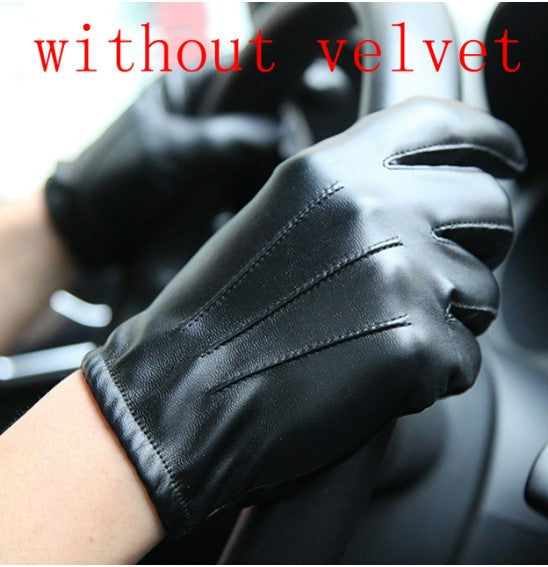 HOOLDW New Winter Gloves Men Women Black PU Leather Cashmere Warm Driving Gloves Mittens Touch Screen Waterproof Tactical Gloves